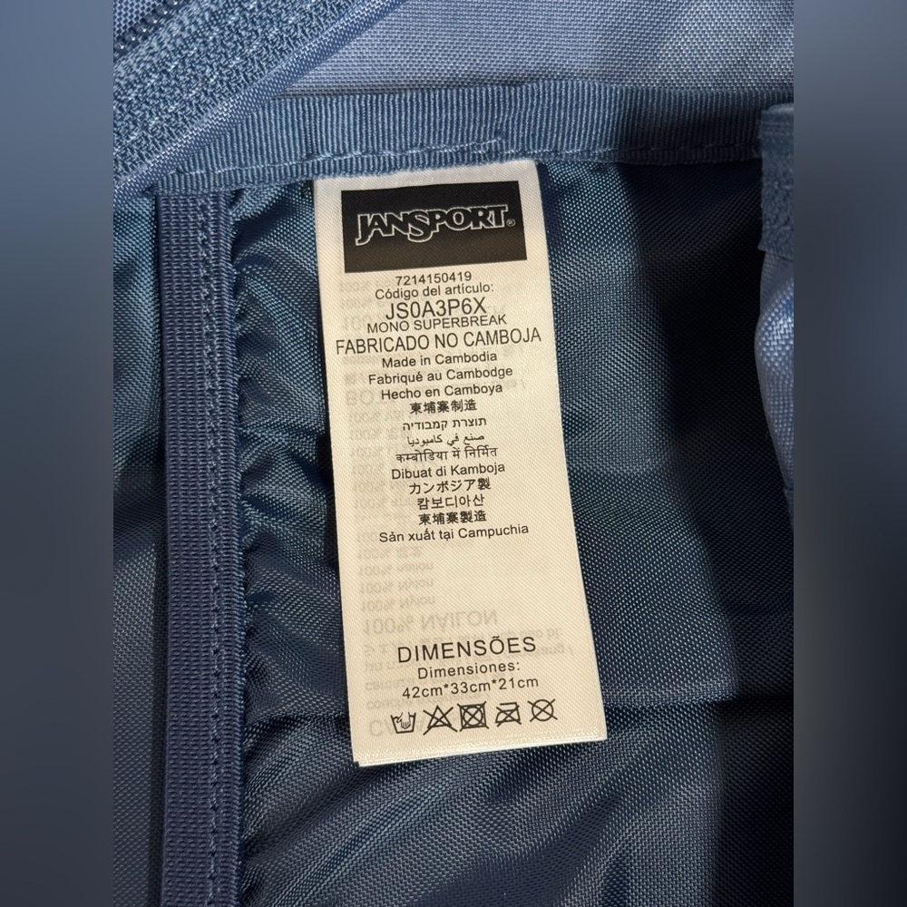 JanSport Mono Superbreak, Dark Denim - New - Picture 9 of 11